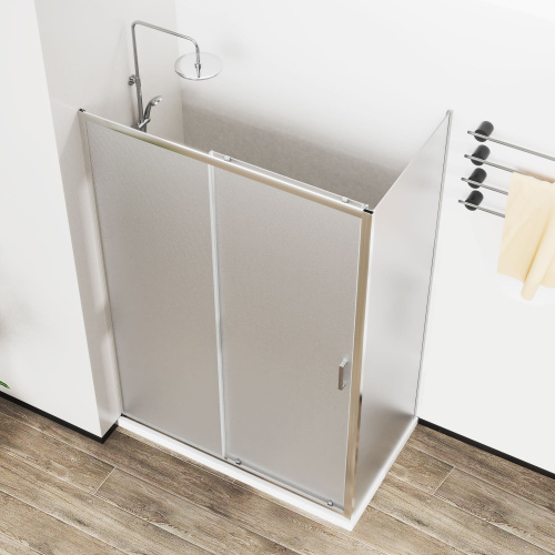 Душевой уголок Vincea City VSR-5CT9012MT 120х90 стекло текстурное профиль хром глянцевый без поддона - фото 3