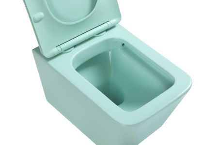 Унитаз подвесной SantiLine SL-5007LG цвет светло-зеленый с сиденьем микролифт безободковый смыв воронка-водоворот