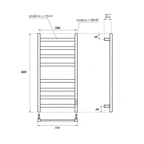 Полотенцесушитель Point Меркурий PN83858W электрический белый - фото 2
