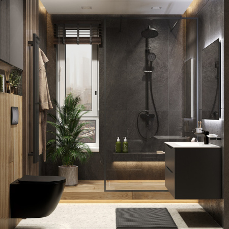 Смеситель Bond Cube B03-2188 на раковину черный матовый без термостата