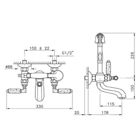 Смеситель для душа Nicolazzi Teide 1901CR05 встраиваемый в стену хром