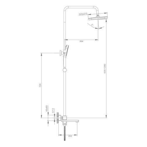 Душевая стойка Raglo R30.24.09 настенная цвет графит - фото 2