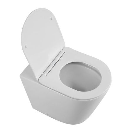 Унитаз приставной BelBagno FLAY-R BB1003CBR/SC белый с сиденьем микролифт безободковый каскадный смыв
