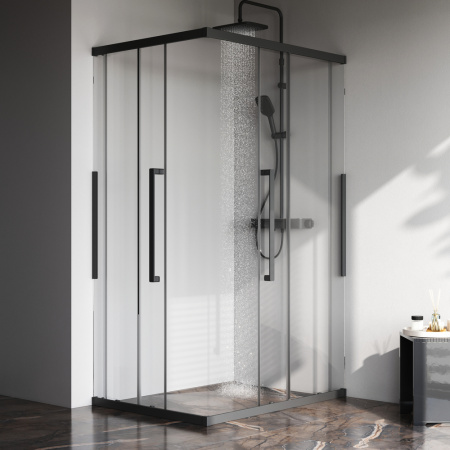 Душевой уголок Am.Pm Func W84G-403-12090-BТ 118х88 стекло прозрачное профиль черный матовый без поддона