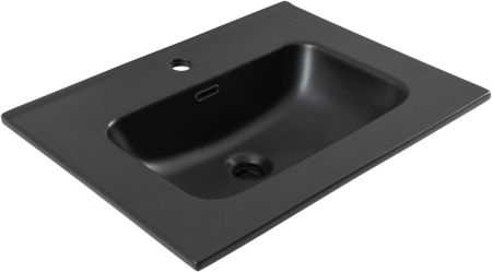 Раковина керамическая Aquanet Flat 00329253 60х50 полувстраиваемая цвет черный 1 отверстие под смеситель
