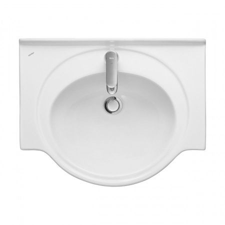 Раковина из сантехнического фарфора Santeri Сатурн 131211S0011B0 60х50 накладная цвет белый 1 отверстие под смеситель