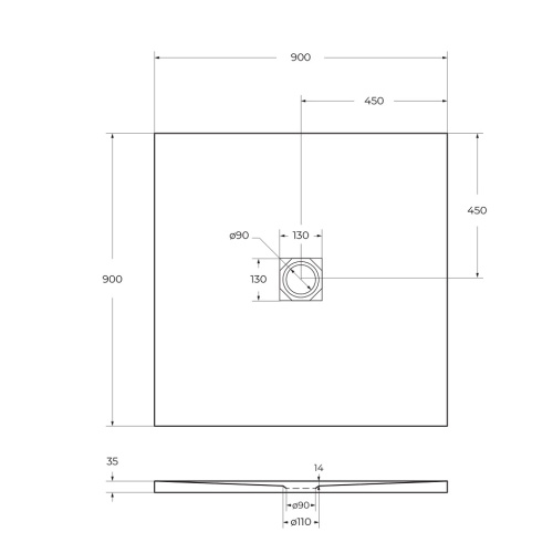Душевой поддон BelBagno UNO TRAY-MR-UNO-A-90-35-W-BO 90х90 искусственный мрамор белый - фото 5