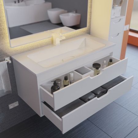 Тумба под раковину Uperwood Modul 2930205254 100х40 подвесная цвет белый