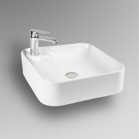 Раковина из сантехнического фарфора Bond Cube S04-430 40х40 накладная цвет белый 1 отверстие под смеситель