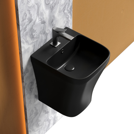 Раковина из сантехнического фарфора Ceramica Nova DION CN6067MB 37х40 подвесная цвет черный матовый 1 отверстие под смеситель