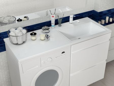 Раковина из искусственного камня Uperwood Марсал 291121411 120х50 над стиральной машиной цвет белый