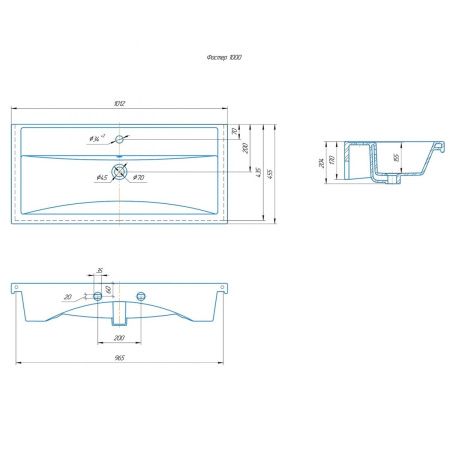 Раковина из сантехнического фаянса СанТа Фостер100 100х50 накладная цвет белый
