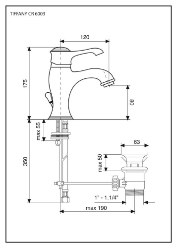 Смеситель Emmevi Tiffany 6003/NC на раковину хром - фото 2
