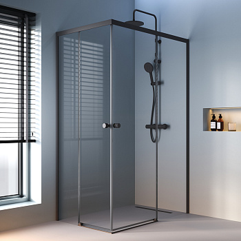 Душевой уголок Am.Pm X-Joy W94G-403-12080-BТ 118х78 стекло прозрачное профиль черный матовый без поддона