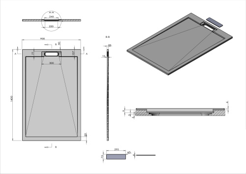 Душевой поддон Vincea H25 VST-4SRL9014W 140х90 искусственный камень белый матовый - фото 5
