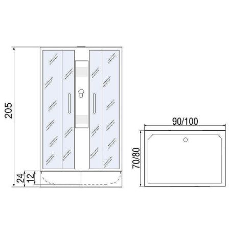 Душевая кабина River QUADRO 10000002985 100х80 прямоугольная без крыши ориентация универсальная