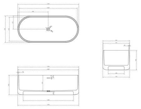 Ванна из искусственного камня Abber Stein AS9607 170х75 отдельностоящая овальная с ножками