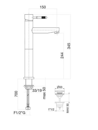 Смеситель Webert RI830402560 на раковину черный - фото 3