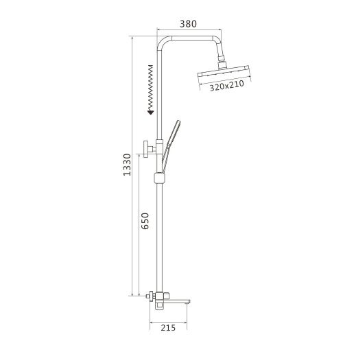 Душевая стойка Shevanik S9936T настенная цвет оружейная сталь - фото 3