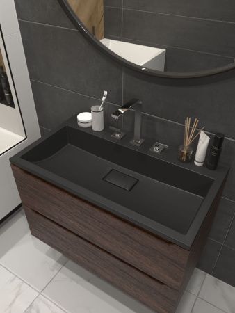 Раковина из искусственного камня Stella Polar Арта SP-00001726 80х50 встраиваемая цвет черный