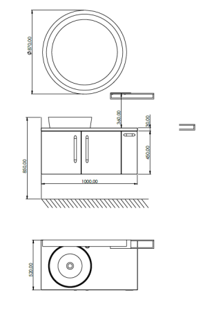 Тумба с раковиной Creavit Elata ET0100.01.ANMA 100х50