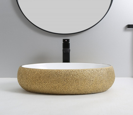 Раковина из санфаянса CeramaLux 433J 49х34 накладная цвет белый