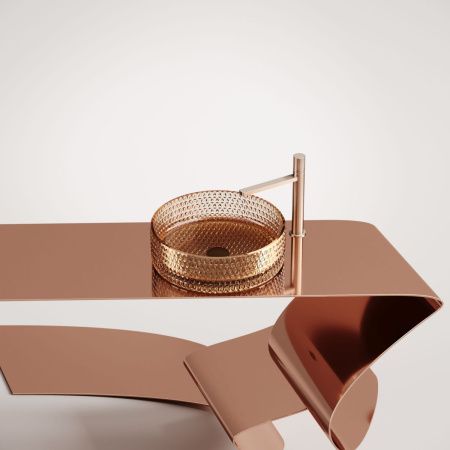 Раковина стеклянная Ceramica Nova CRISTAL CN6058 40х40 накладная цвет бежевый без отверстий под смеситель