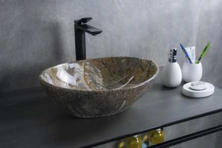 Раковина керамическая Gid Lago 54472 40х30 накладная цвет многоцветный без отверстий под смеситель