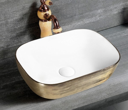 Раковина из санфаянса CeramaLux D1333H132 46х33 накладная цвет белый