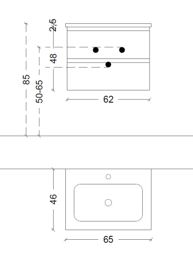 Тумба под раковину Armadi Art Capolda 849-065-WW 62х45х48 подвесная цвет белый - фото 2