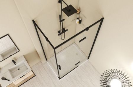 Душевой уголок Bravat Blackline BS120.3113AB 120х80 стекло прозрачное профиль черный без поддона