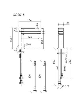 Смеситель Sancos Studio SC9015BG на раковину золото