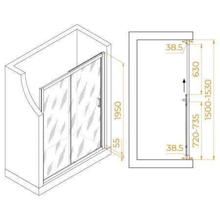 Душевая дверь RGW Passage 350801615-11 150х195 стекло прозрачное профиль хром