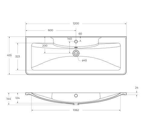 Раковина из искусственного камня BelBagno BB1200/455-LV-MR-ALR 120х46 накладная цвет белый - фото 2