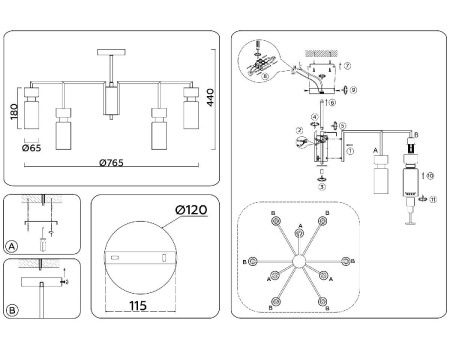 Люстра на штанге Ambrella Light Heigh Light (Хеигх Лигхт) LH56128