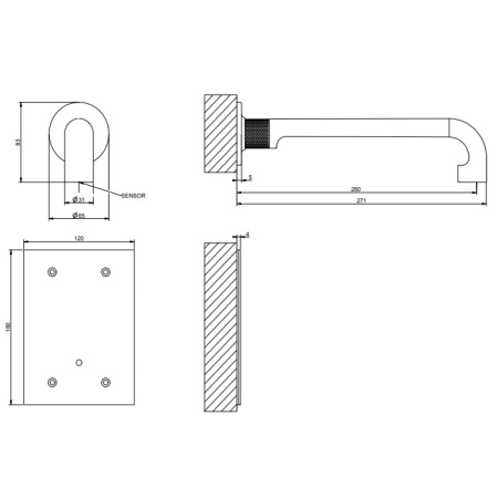 Смеситель для раковины Gessi Inciso 58107#031 встраиваемый в стену хром (внешняя часть)