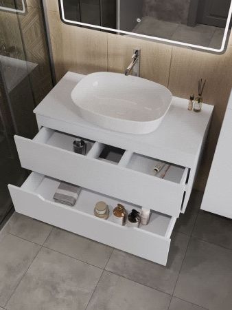 Тумба с раковиной Orange Line Li-100TuwMDF+B08-500W 100х50