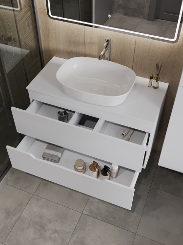 Тумба с раковиной Orange Line Li-100TuwMDF+B08-500W 101х46х68 - фото 4