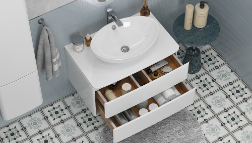 Тумба под раковину Velvex LUNA tp.LUN.80.2Y 80х52х44 подвесная цвет белый - фото 4