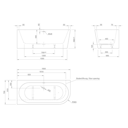 Ванна акриловая Knief Wall 0100-255-R 165х75 пристенная прямоугольная - фото 2 Ванна акриловая Knief Wall 0100-255-R 165х75 пристенная прямоугольная - фото 2