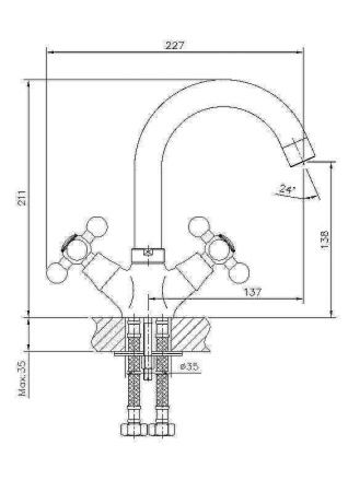Смеситель Haiba HB19 HB1219 на раковину хром
