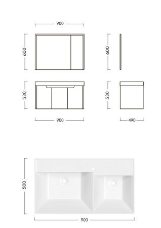 Комплект мебели: тумба с раковиной + зеркало-шкаф Cerutti SPA MAIELLA 90 90х50 подвесной цвет серый