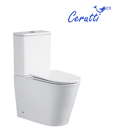 Унитаз напольный с бачком Cerutti SPA CT10560 белый с сиденьем микролифт безободковый смыв торнадо