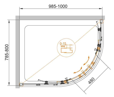 Душевой уголок Cezares ECO ECO-O-RH-2-100/80-C-Cr 100х80 стекло прозрачное профиль хром глянцевый без поддона