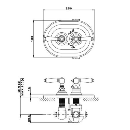 Смеситель для душа Nicolazzi Dames Anglaises 4909CR18 встраиваемый в стену хром (внешняя часть)