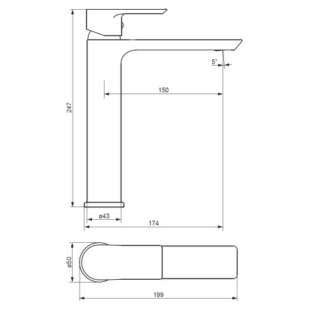 Смеситель Damixa Apollo 470250300 на раковину/на столешницу черный без термостата