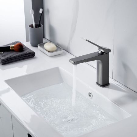 Смеситель Shevanik S4601T на раковину оружейная сталь