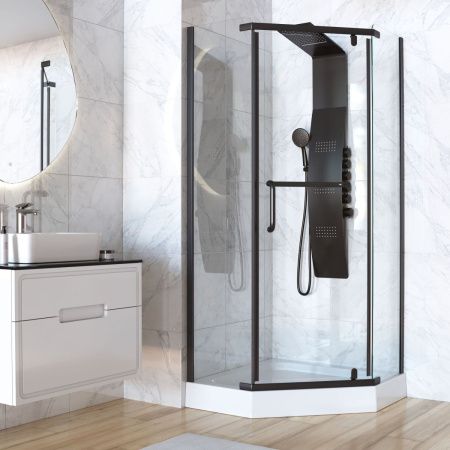 Душевой уголок Taliente TA-09093-1CB 90х90 стекло прозрачное профиль черный без поддона