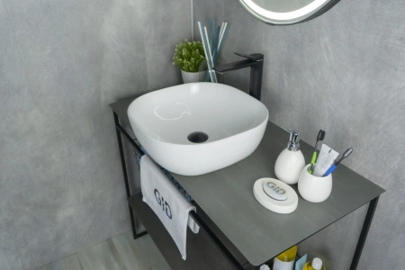 Раковина керамическая Gid Geométrico 51180 40х40 накладная цвет белый без отверстий под смеситель