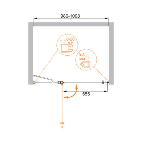 Душевая дверь Cezares ELENA ELENA-W-B-12-100-P-Cr-L 100х195 стекло рифленое профиль хром глянцевый - фото 5